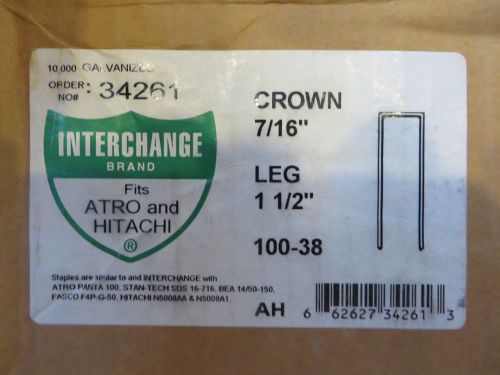Interchange Brand  7/16&#034; Crown, 1-1/2&#034; Leg 16 Gauge,Galvanized - New