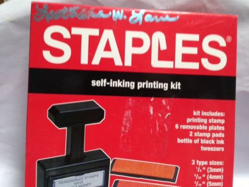 Self-inking stamp/printing  kit by staples, used for sale