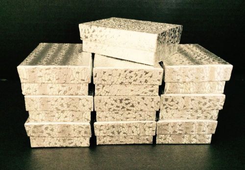 New 10 Small Silver Foil Cotton Filled Jewelry Gift Boxes, 3&#034; x 2-1/4&#034; x 1&#034;