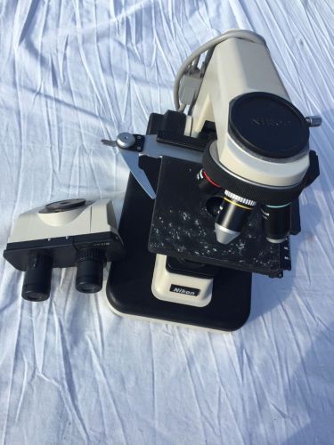 Vintage Nikon Alphaphot YS-2 Microscope w/ 4 Objectives and carrying case