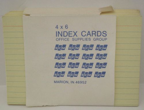 SCM Yellow Ruled Index cards 4 x 6 Qry 43 Vintage