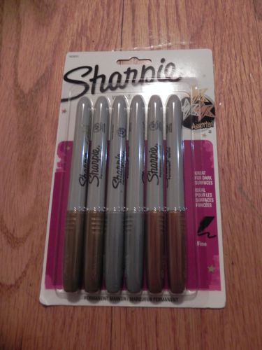 Sharpie permanent markers - 6 Pack -Metallic -Fine pt. Great for dark surfaces