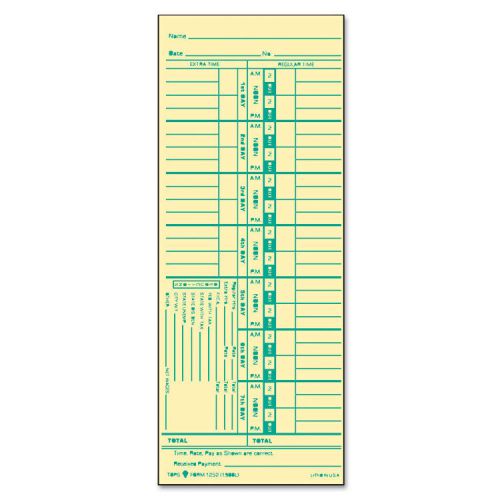 Time Card for Acroprint and Lathem, Weekly, 3 1/2 x 9, 500/Box
