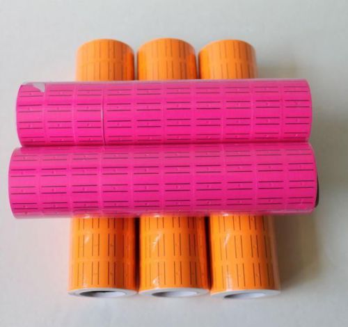 25,000 tags labels orange pink w/lines refills mx-5500 1 line sticker 5 tubes for sale