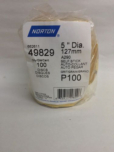 Genuine Norton 100 Grit Roll Sandpaper Discs 5&#034; Dia. 100ct 49829 USA SHIPPING