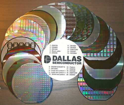 20pcs 6&#034; silicon wafers with iconic designs from dallas semiconductor free ship for sale
