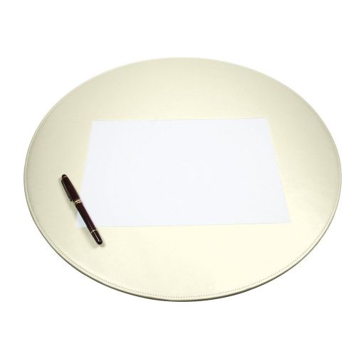 Round Desk Mat (Diameter 19.7&#039;&#039;) - Off-White - Smooth Leather