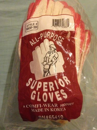 12 Pairs - String Knit with RED LATEX RUBBER COATED PALM Work Safety Gloves