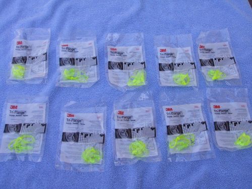10 new pair of 3m p3000 tri-flange ear plugs noise reduction rating 26db for sale