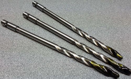 Package of 3 Machine shop 0.247 HSS 6.0&#034; drill bits Boeing aircraft tool store