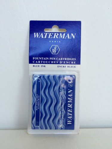 8 WATERMAN BLUE INK Large Size Standard Fountain Pen Cartridges