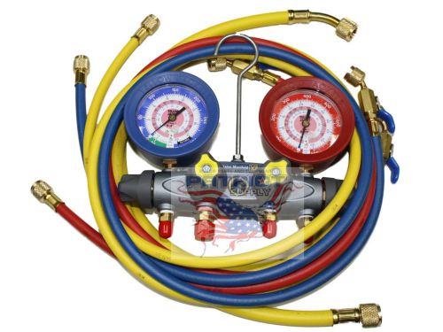 Yellow jacket 46003 brute ii 4-v manifold set-60&#034; hoses w/ ball valve ends for sale