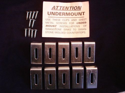 Undermount Clips Screws for Swanstone Sinks &amp; Molded Countertops Bag of 10 NIB