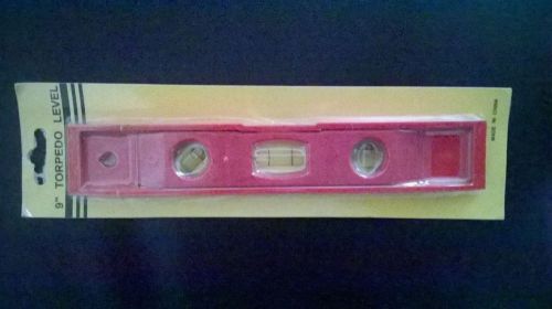New in plastic 9 inch red magnetic torpedo level 3 bubble vial 180 90 45 degrees for sale
