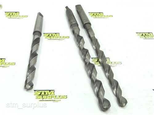 LOT OF 3 HSS EXTRA LENGTH 3MT TWIST DRILLS 23/32&#034; TO 7/8&#034; CLEVELAND CHICAGO