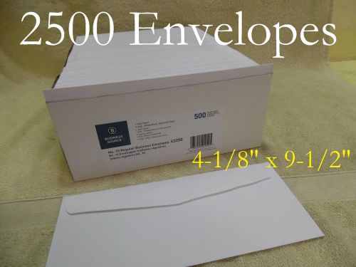 Case of 2500 Business Source 42250 No. 10 Regular White Business Envelopes 24 LB