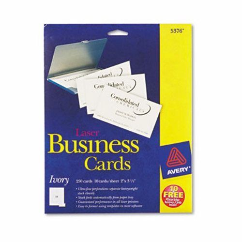 Avery laser business cards, 2 x 3 1/2, ivory, 10 cards/sheet, 250/pack (ave5376) for sale