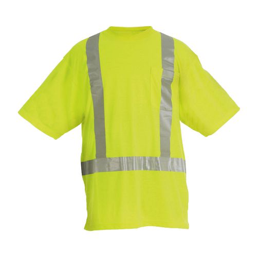 Ansi class ii reflective safety polyester lime t-shirt, size large l 38-42-inch for sale
