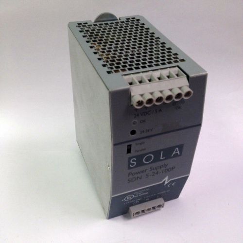 SOLA SDN 5-24-100P POWER SUPPLY 24VDC/5A 115/230VAC 2.2/1.0A Condition: Unknown