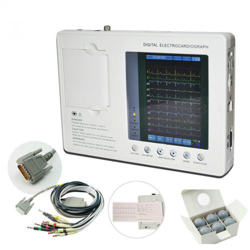 7-Inch 12-Lead 250 Patients Save/Replay  Cases Electrocardiograph ECG/EKG Set