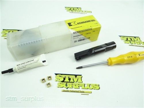 New kennametal indexable coolant thru end mill 5/8&#034; cut shank + carbide inserts for sale