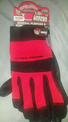 Double Pack (2 Pairs) GREASE MONKEY XLARGE General Purpose/Gorilla Grip Gloves