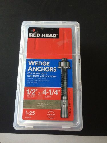 Red Head 11272 1/2&#034; x 4-1/4&#034; Heavy Duty Concrete Wedge Anchors (Qty. 25)