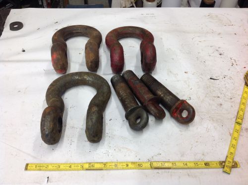(3) crosby &amp; chicago 17 ton screw pin shackle clevis crane rigging lift hoist for sale