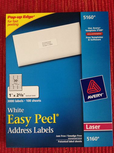 AVERY 5160 White Address Labels 1&#034; X 2 5/8&#034; 100 sheets 30 labels per sheet NEW