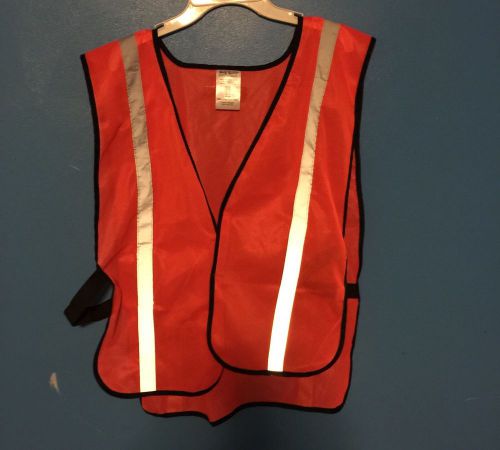 Orange Non-Certified Hi-Gloss  Safety Vest Hook &amp; loop One Size  5 Piece
