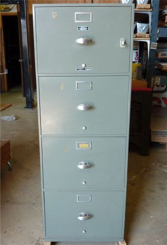 Meilink Hercules Fire Proof 4 Drawer Legal Size File Cabinet &#034;with key&#034; Grey