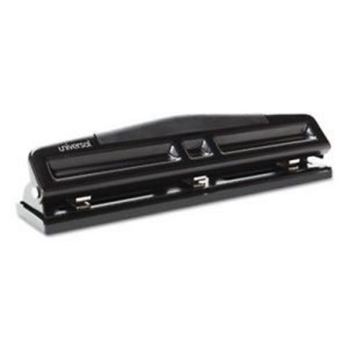 Universal Deluxe 3-Hole Punch 12Sheet, Adjustable Black #UNV-74323