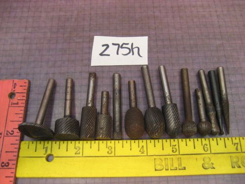 13 assorted ROTARY FILE CUTTING BITS  1/4&#034; shank vintage tools 275h