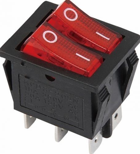 RED LIGHT SWITCH DUAL 16A 250V 30x20 MM BUTTON RED BODY BLACK HIGH QUALITY