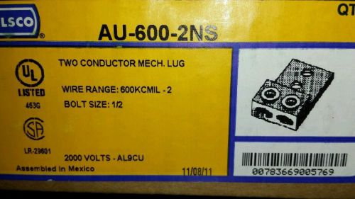 ILSCO TWO CONDUCTOR MECHANICAL LUG AU-600-2NS BOX OF 3 NEW