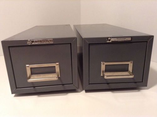 Lot Of 2 Vintage Gray 16&#034; Steelmaster Metal File Card Storage Art Steel Cabinet