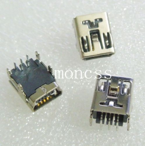 100PCS 5P Mini USB Female Socket Connector Mount Right Angle 90 Degrees DIP