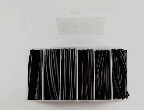 Thermosleeve 4&#034; Boxed Black Heat Shrink Tubing Kit, 160 pcs