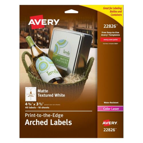 Avery Print - To - The - Edge Arched Labels Matte Textured White 4.75 x 3.5 I...