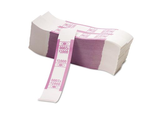 PM Company Self-Adhesive Violet Currency Bands Violet, $2000 in $20 Bills, 1000