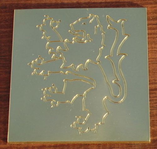Engraving Template Brass - Lion Rampant - Fits a 2-3/4&#034; copy slide. New