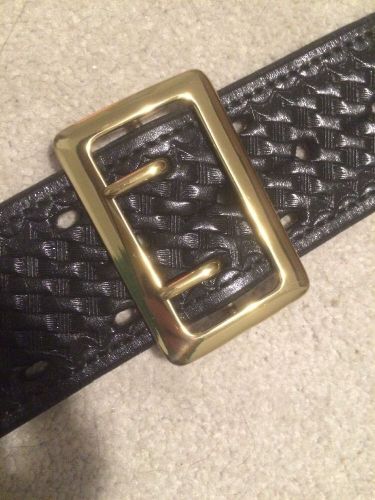 Bianchi Black Basketweave Leather Police Duty Belt w/ Brass Buckle Size 28