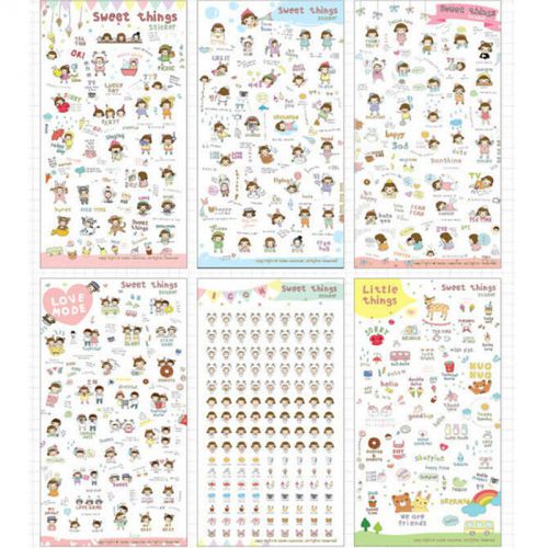6 sheets Sweet Things DIY Schedule Diary Calendar Filofax Decoration Sticker EF