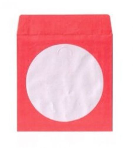 500 Red Color Paper CD Sleeves with Window &amp; Flap