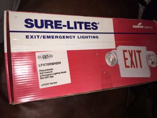 Cooper sure-lites polycarbonate 277volt led exit emergency light lpx70rwhdh nib for sale