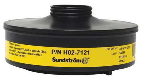 SUNDSTROM SAFETY SR 532 Resp Cartridge,OV/SD/CL/HC/HF,Ylw,PK2