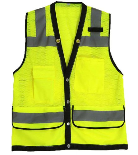 Misslo 4 pockets safety vest reflective strips, mesh neon yellow, size m for sale
