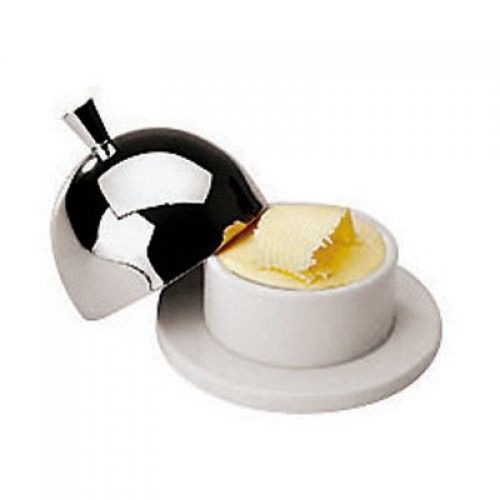 Paderno World Cuisine Porcelain Butter Cup with Stainless Steel Dome,