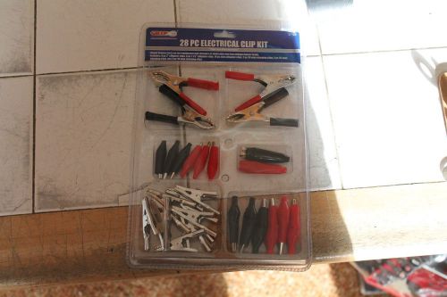28 pc. alligator clip test lead assortment battery clamp connector 6 pack for sale