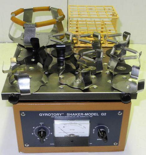 New brunswick g2 gyrotory orbital shaker g2 with many flask/test tube holders for sale